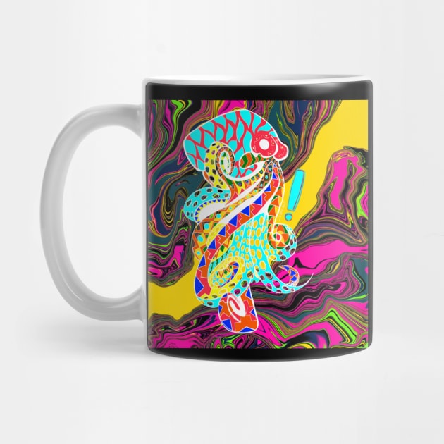 color octopus in mexican kawaii patterns in totonac ocean of joy art by jorge_lebeau